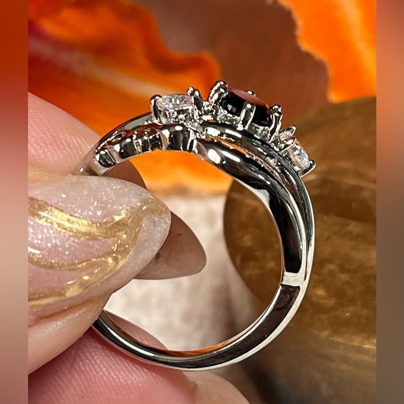 🌸925 Silver and black gemstone ring NEW - Picture 8 of 9